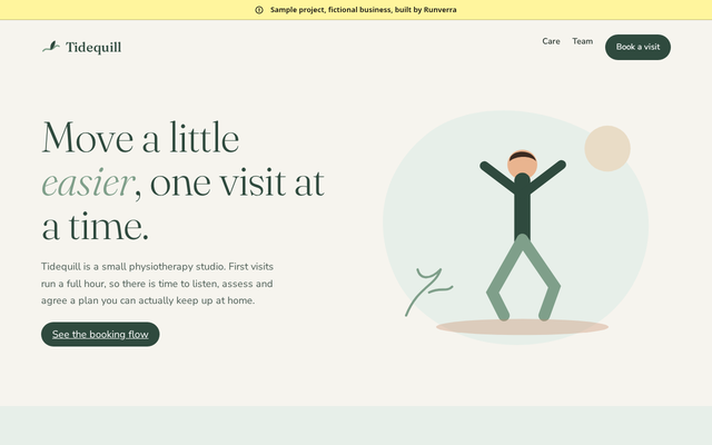 Screenshot of the Tidequill Physio fictional sample